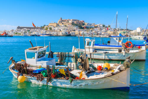 Fishing boats in Ibiza (Eivissa) port on Ibiza island, Spain