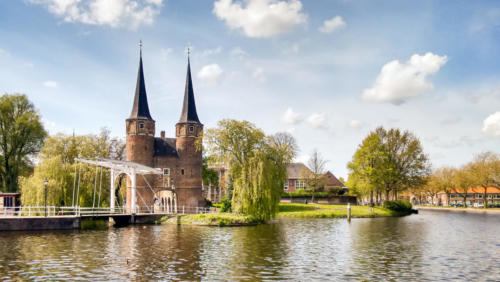 Delft, Oostpoort, ponte levatoio e canale