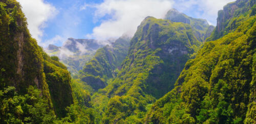 Mountain landscape. View of mountains on the route Queimadas Forestry Park - Caldeirao Verde