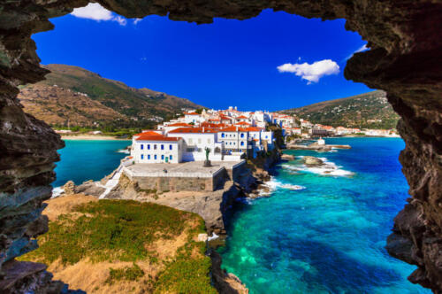 Traditional Greece series - Andros island, view of Chora village from old fortress