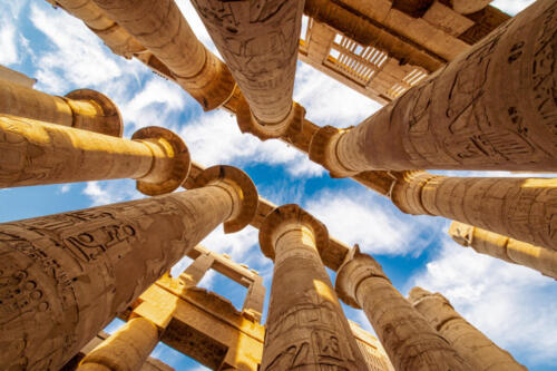 Karnak Hypostyle hall columns in the Temple at Luxor Thebes