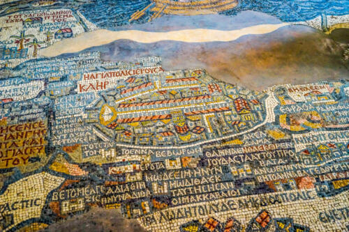 Jordan, in the city of  Madaba, the famous map of Jerusalem in t