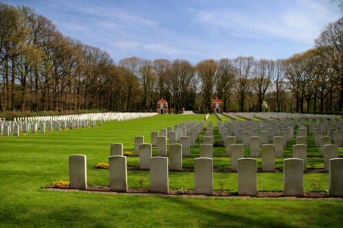 War cemetery in Oosterbeek for alied forces from World War of the battle of Arnhem