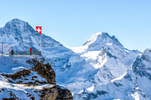 Balcony overlooking the Swiss Alps